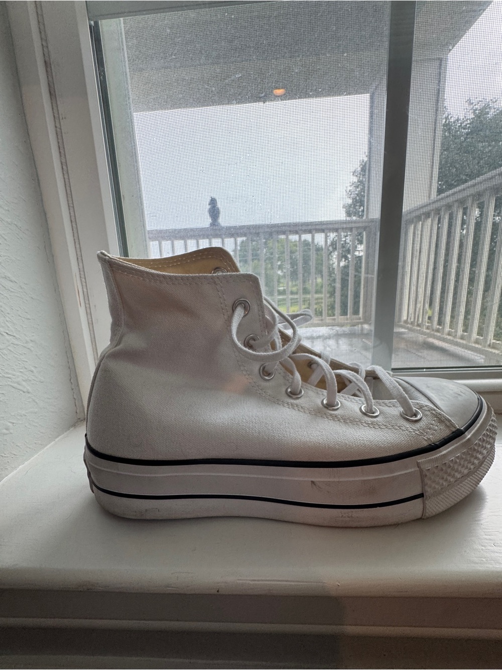 Converse White High-Top Canvas Platform Sneaker